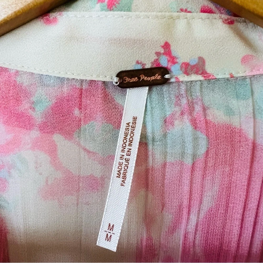 Free People Bad at Love Printed  Blouse in ivory with Pink and Red Roses